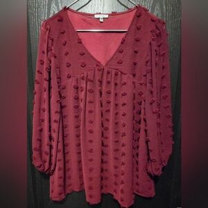Swiss Dot Babydoll Top Blouse